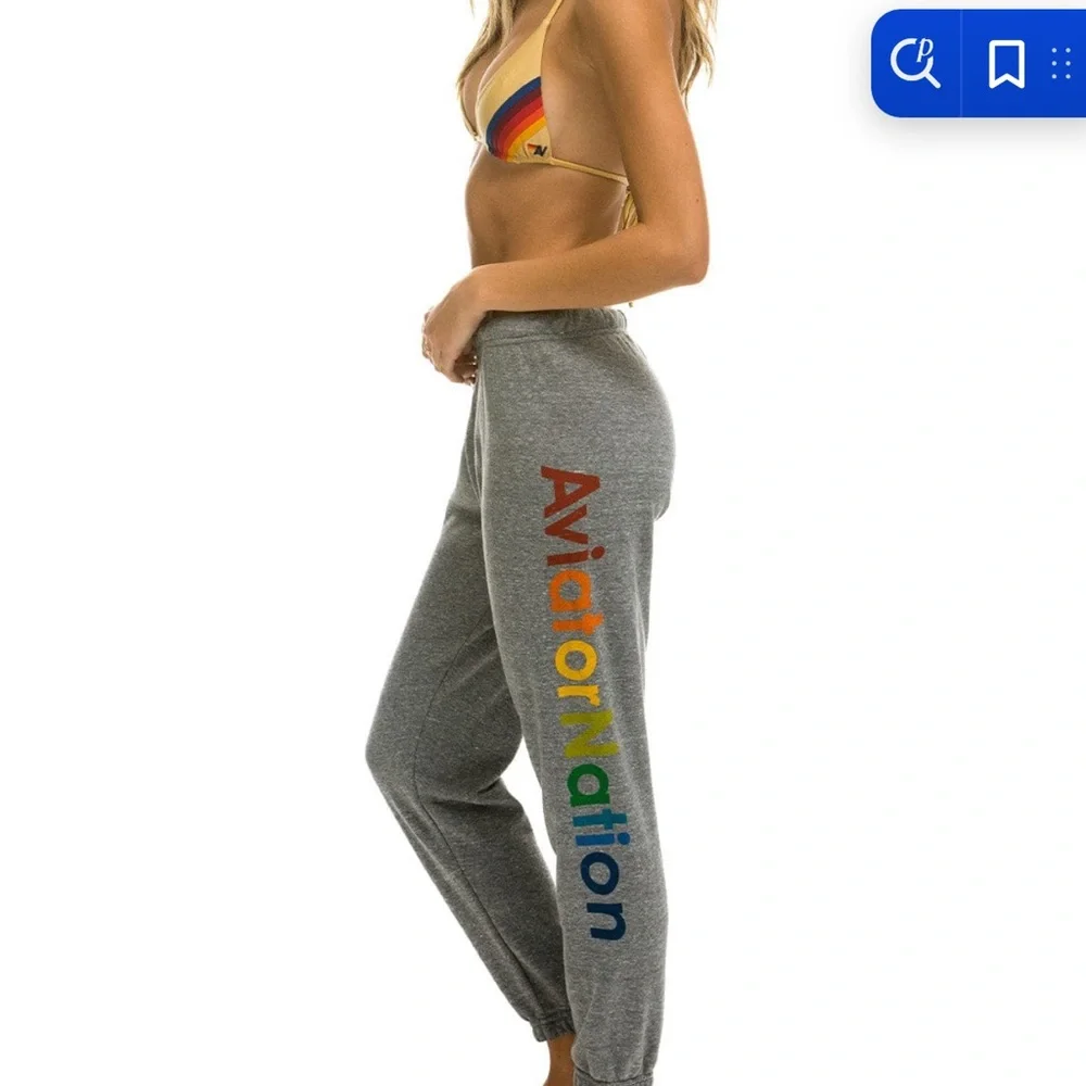 NWT Aviator Nation Gray Track Pants Brooklyn - Picture 2 of 5